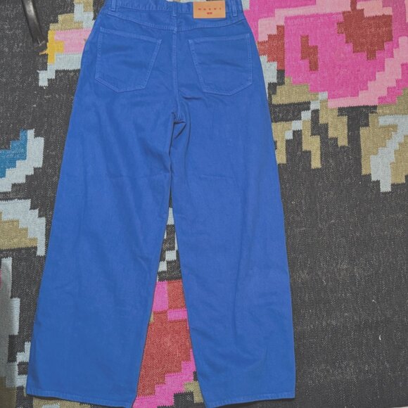 UNIQLO x MARNI 5-Pocket High Rise Baggy Denim Jeans, 100% Cotton, Cobalt Blue - Picture 2 of 15